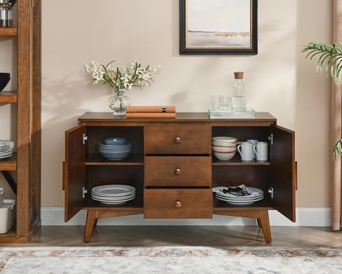 47" Real Wood Veneer Sideboard Buffet Cabinet with Storage Drawers, view 6