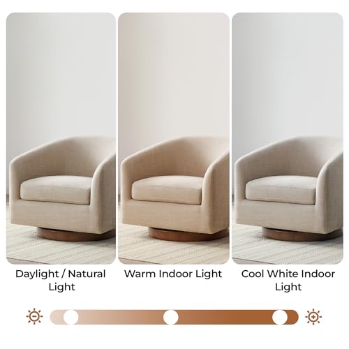 CHITA Swivel Accent Chair Set of 2, Wood Frame, Fully Assembled, Flax Beige