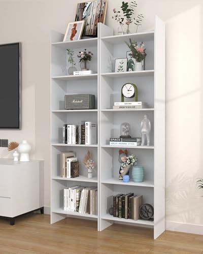 6-Tier Bookshelf, 66.9 Inches Floor Standing Bookcase, Display Storage Shelf, Corner Shelf, Home Decor Furniture for Home Office, Living Room, Bedroom, White 01103XBC