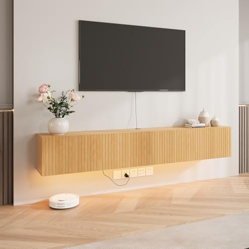 DHMAKER 71" Floating TV Stand Wall Mounted with Power Outlet for TVs up to 80", view 2