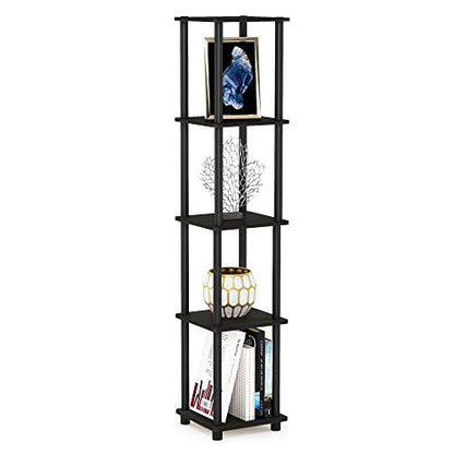 Turn-N-Tube 5-Tier Corner Square Rack Display Shelf, Round, Espresso/Black