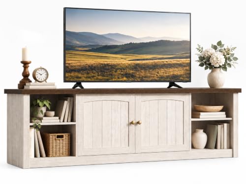 Farmhouse TV Stand with Storage Cabinet & Shelves for 65 Inch TVs, view 2