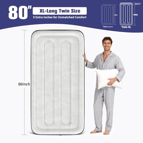 Twin XL Air Mattress with Built-in Pump,18" Raised,80" Long,500 lb, view 3