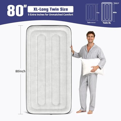 Twin XL Air Mattress with Built-in Pump,18" Raised,80" Long,500 lb, view 3