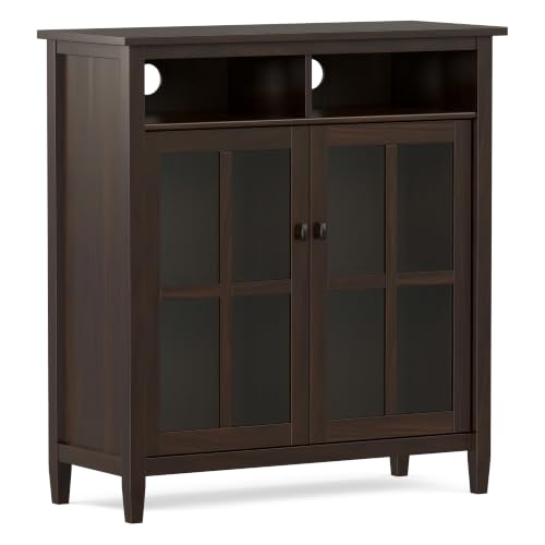Warm Shaker 39" Solid Wood Media Cabinet in Brunette Brown, view 2