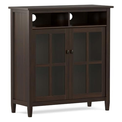 Warm Shaker 39" Solid Wood Media Cabinet in Brunette Brown, view 2