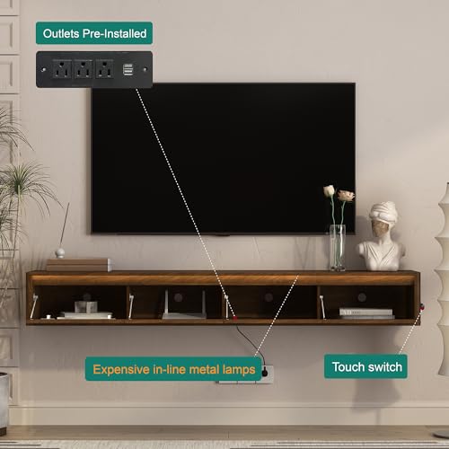 Floating TV Stand Wall Mounted with Led Lights, view 7