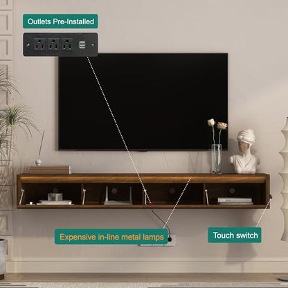Floating TV Stand Wall Mounted with Led Lights, view 7