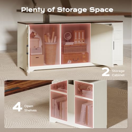 63'' Farmhouse L Shaped Standing Desk with Outlets and Drawers, view 7