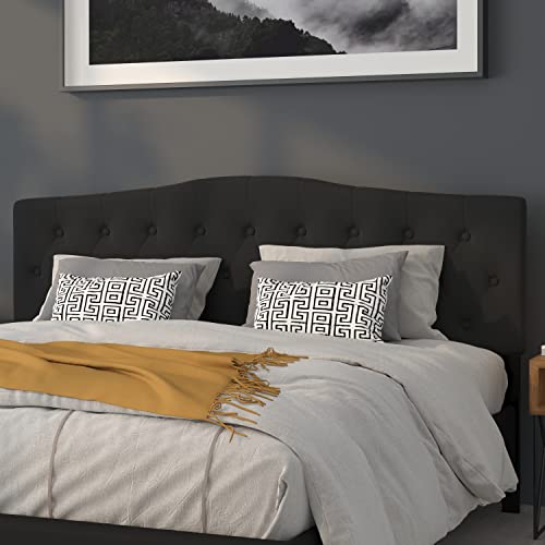 Cambridge Tufted Upholstered King Size Headboard in Black Fabric, view 2