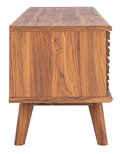 SAFAVIEH Aurelio TV Stand for up to 55" Flatscreen – Walnut Brown, 1 Sliding Door with Interior Storage and Open Shelves, Entertainment Media Console (MED9600A)
