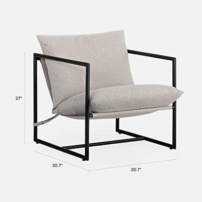 Zinus Aidan Sling Accent Chair, Metal Framed Armchair with Shredded Foam Cushioning, Oatmeal