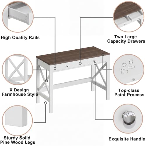 40 Inches Farmhouse Computer Desk with 2 Drawers, view 6