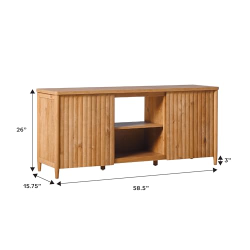Scandinavian Reeded TV Stand with Storage for up to 70" TV English Oak