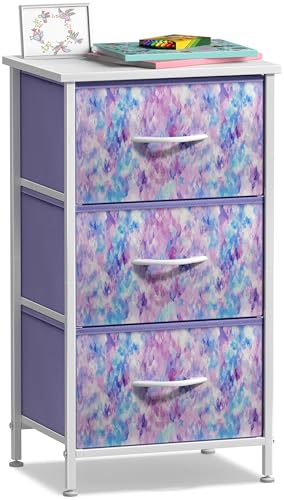 Nightstand Storage Organizer Chest with 3 Drawers, Kids Girls, view 2