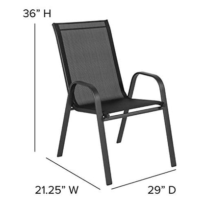 Brazos Series Outdoor Stackable Patio Chairs with Flex Comfort Material, Stacking Outdoor Modern Sling Patio Chairs, Set of 5, Black