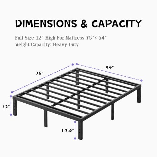 12 Inch High Metal Full Size Bed Frame, view 4