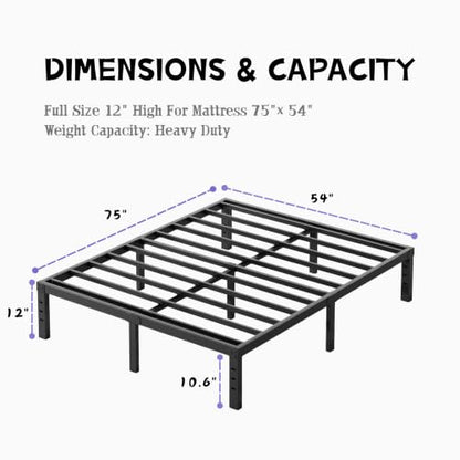 12 Inch High Metal Full Size Bed Frame, view 4