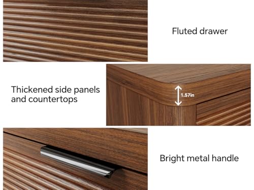Fluted 6 Drawer Wood Dresser,Farmhouse Chest for Bedroom Entryway,Walnut, view 4