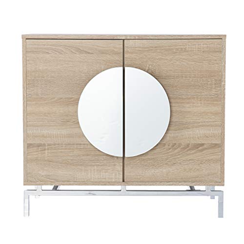 Northdom Bar Cabinet with Wine Storage - Transitional Design, Natural Iron and Wood - Ideal for Living Room, Home Bar (HZ1114405)