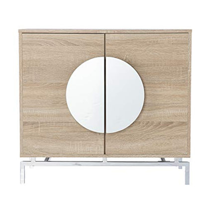 Northdom Bar Cabinet with Wine Storage - Transitional Design, Natural Iron and Wood - Ideal for Living Room, Home Bar (HZ1114405)