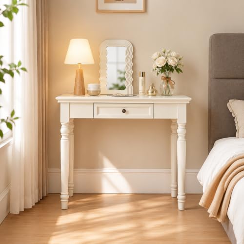 White Writing Desks with Drawers, 35" French Country Style, view 6