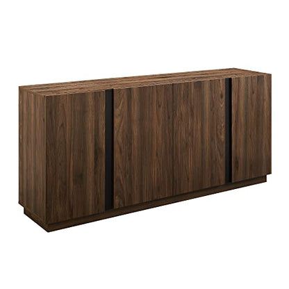 Liss Contemporary 4-Door Minimalist Sideboard 70 Inch Dark Walnut