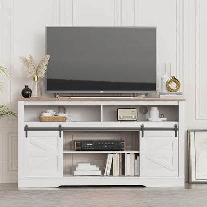 Fireplace TV Stand for TVs up to 65", Farmhouse Media Console,White, view 6