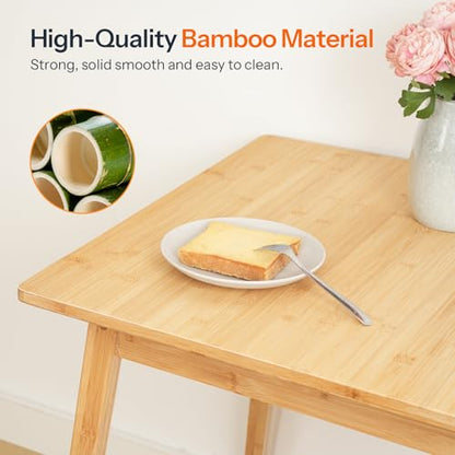 Bamboo Dining Table, Square Dining Table for 2, 27.6" Kitchen Table for Small Space, Writing Table, Easy to Assemble, for Dining Room, Living Room, Office, Kitchen, Natural YL70CZ01G1