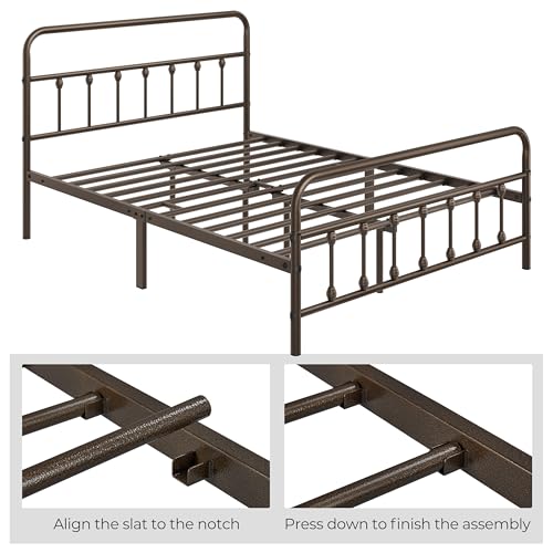 Queen Bed Frame Vintage Bronze Iron, view 7