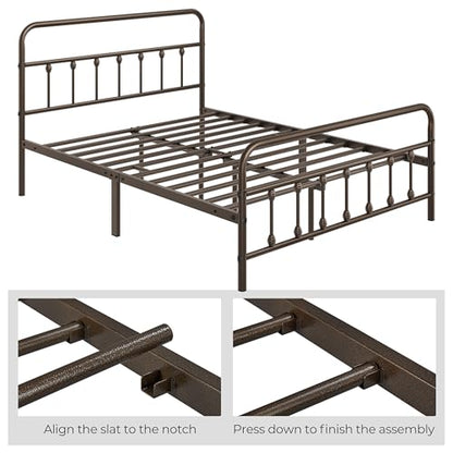 Queen Bed Frame Vintage Bronze Iron, view 7