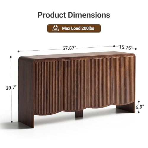Fluted Sideboard Buffet Cabinet with Storage, view 4