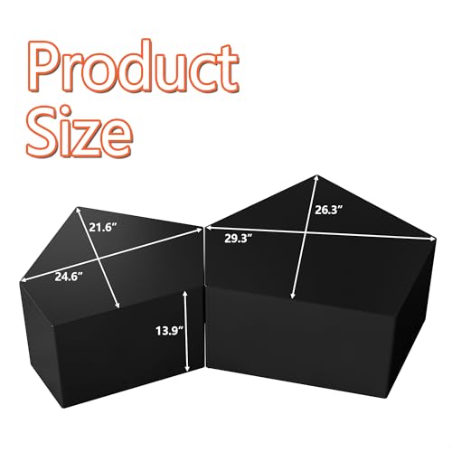Irregular Pentagon Nesting Coffee Table,Black Modern Centre Table,Set of 2 End Table for Living Room,Office