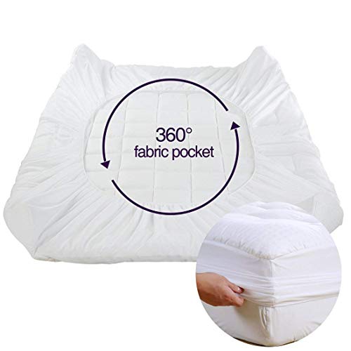 Queen Size Mattress Pad Cotton Pillow Top Mattress Topper White, view 6