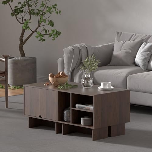 Modular TV Stand for Up to 100 Inch TV, Walnut Entertainment Center, view 5