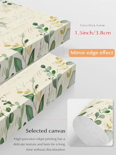 NuYeBiofx Countryside Daisies Eucalyptus Leaves Canvas Wall Art Prints,40"x28" Framed Picture Artwork Vintage Botantical Printed Canvas Oil Painting for Living Room Bedroom Office,Ready to Hang
