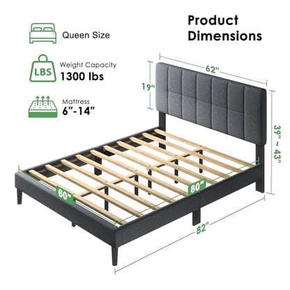 Queen Size Bed Frame, Sturdy and Durable with 12 Support Legs, 1300 lbs Capacity, view 3