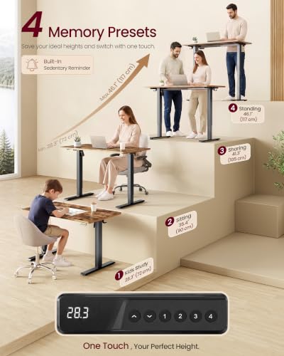 Standing Desk, 48x24 Inch Electric Adjustable Desk, 30-Min Assembly, view 5