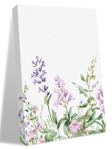 NuYeBiofx Summer Pastoral Flower Leaf Canvas Wall Art Prints,48"x32" Framed Picture Artwork Rustic Purple Pink Floral Plant Printed Canvas Oil Painting for Living Room Bedroom Office,Ready to Hang