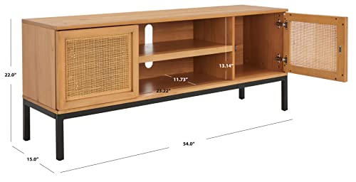 Safavieh Home Collection Zadie Coastal Natural/Black 1-Shelf Rattan Entertainment Stand up to 60" Flatscreen TV Media Unit