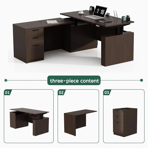 66.93" L Shaped Executive Standing Desk with Lockable Cabinet, view 6