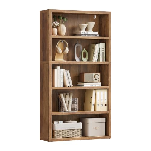 5-Tier Bookshelf, Minimalist Bookcase with Adjustable Shelves, view 2