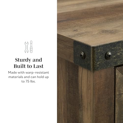 Cass Modern Farmhouse Double Barn Door Accent Cabinet, 30 Inch, Rustic Oak, view 5