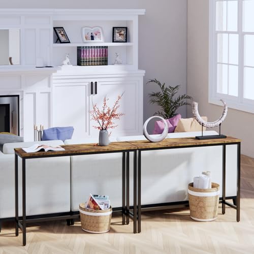 39.4” Console Table, Hallway Entrance Table Sofa Table Behind Couch, for Living Room, Entryway, Easy Assembly, Accent Table, Rustic Brown