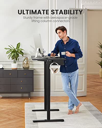 Electric Standing Desk with Full Size Keyboard Tray, Adjustable Height Sit Stand Up Desk, Home Office Desk Computer Workstation, 48x24 Inches, Black