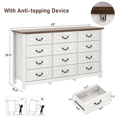 Farmhouse 12 Drawer Dresser for Bedroom, view 3