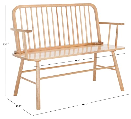 SAFAVIEH Home Collection – Lucilia Spindle Bench, Natural Solid Wood Entryway or Dining Bench, Windsor Style Seating (BCH8501A)