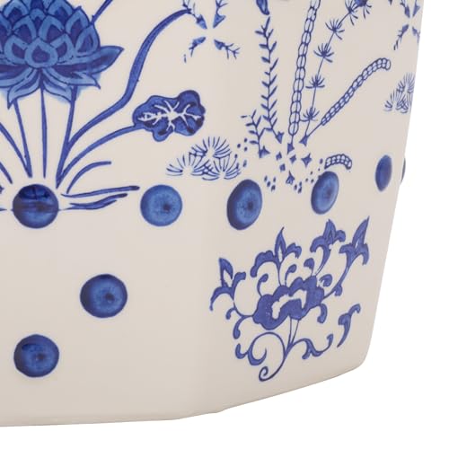 SAFAVIEH Furniture - Cloud 9 Decorative Garden Stool - Blue - Ceramic - Artisan Hand-Painted Design - Ideal for Living Room, Patio, Garden - Fully Assembled (ACS4557A)