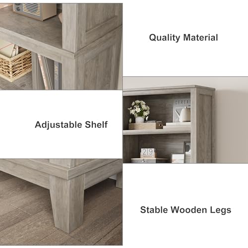 71" Farmhouse Bookcase, 5-Tier Tall Bookshelf with Adjustable Shelves, view 5