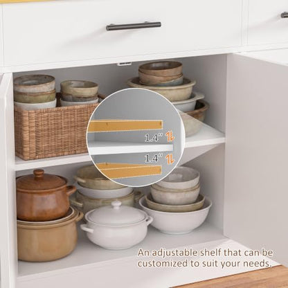 53” Buffet Cabinet with Storage, Kitchen Coffee Bar, White, view 6
